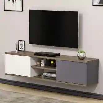 TV stolek ALAZIA, antracit/vlašský ořech/bílá