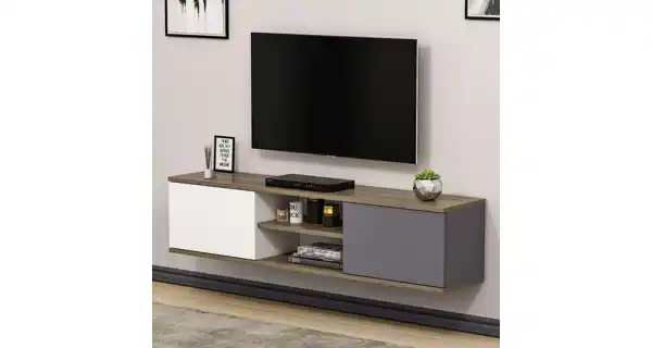 TV stolek ALAZIA, antracit/vlašský ořech/bílá