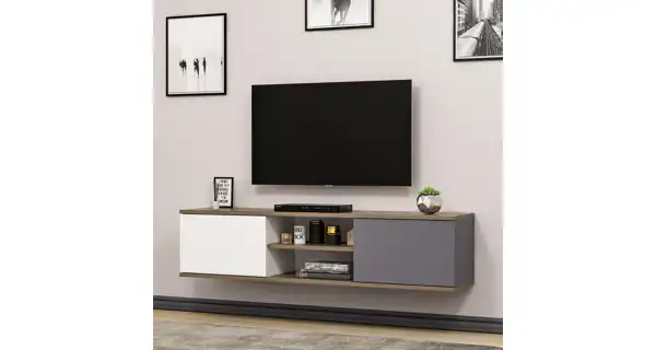 TV stolek ALAZIA, antracit/vlašský ořech/bílá