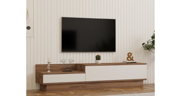 TV stolek ALBURY, atlantská borovice/bílá