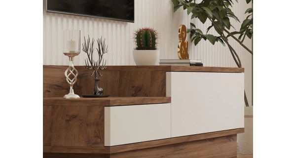 TV stolek ALBURY, atlantská borovice/bílá