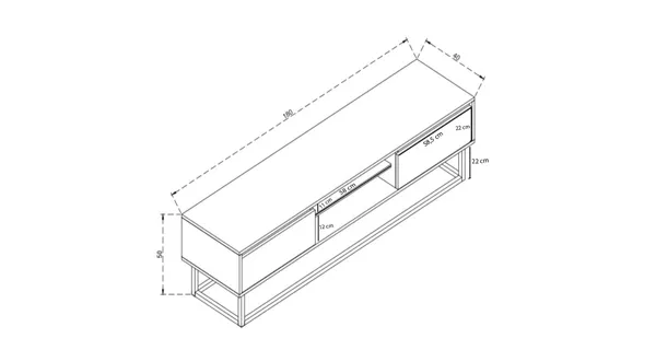 TV stolek ALERON 180 cm, černá/borovice