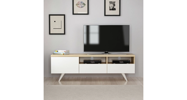 TV stolek AMBRUS, dub/bílá