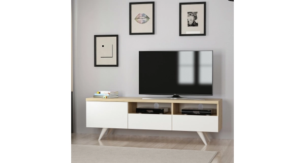 TV stolek AMBRUS, dub/bílá