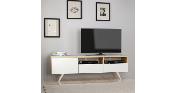 TV stolek AMBRUS, dub/bílá