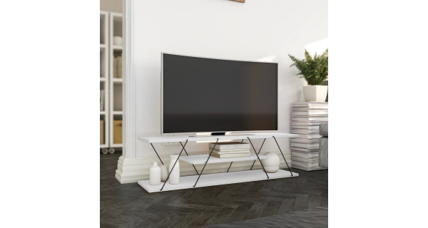 TV stolek ANABELA, bílá/černá