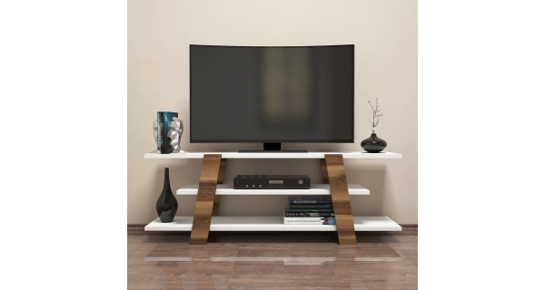 TV stolek ASMARA, vlašský ořech/bílá