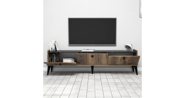 TV stolek BELLONA, vlašský ořech/mramor