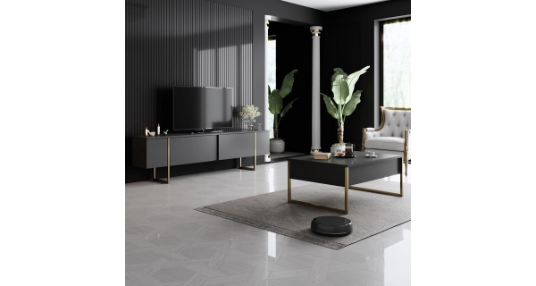 TV stolek BILLY, antracit/zlatá