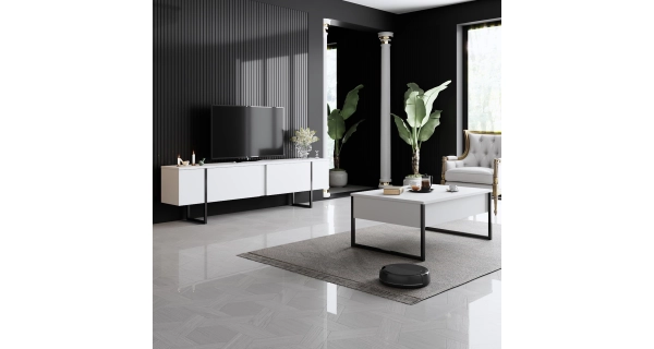 TV stolek BILLY, bílá/černá