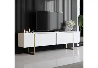 TV stolek BILLY, bílá/zlatá