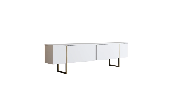 TV stolek BILLY, bílá/zlatá