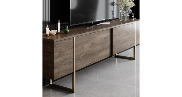 TV stolek BILLY, vlašský ořech/zlatá