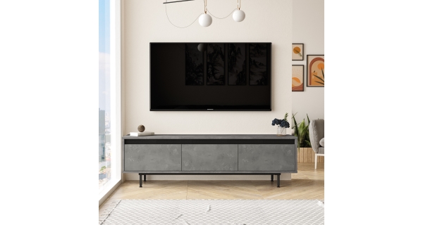 TV stolek BINOMI, stříbrná/černá
