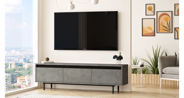 TV stolek BINOMI, stříbrná/černá