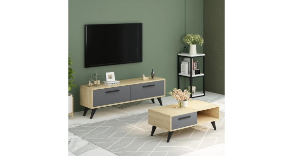 TV stolek BOSTON, dub safírový/antracit