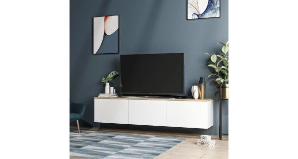 TV stolek BRYAN, bílá/dub