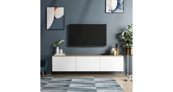 TV stolek BRYAN, bílá/dub