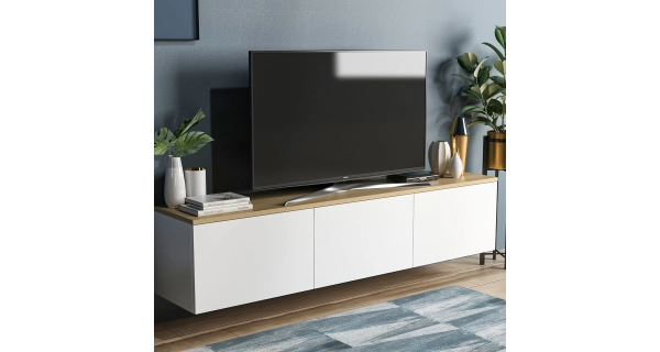 TV stolek BRYAN, bílá/dub