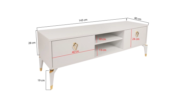 TV stolek CASSONOVA, bílá