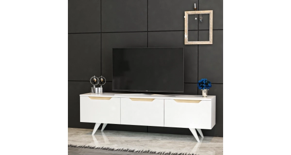 TV stolek CEDRIC, bílá/dub