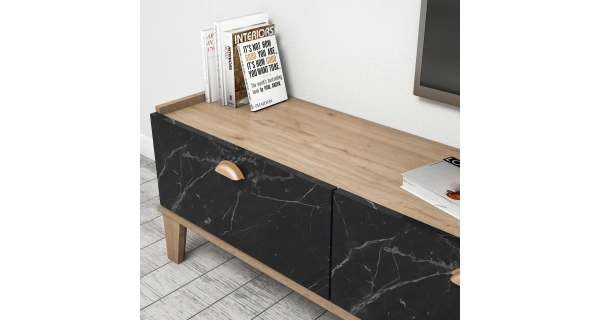 TV stolek ČESTMÍR, dub/mramor