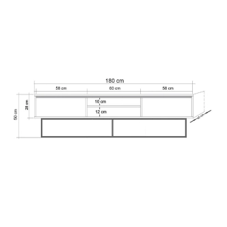 TV stolek CLIANTHA 180 cm, vlašský ořech/černá
