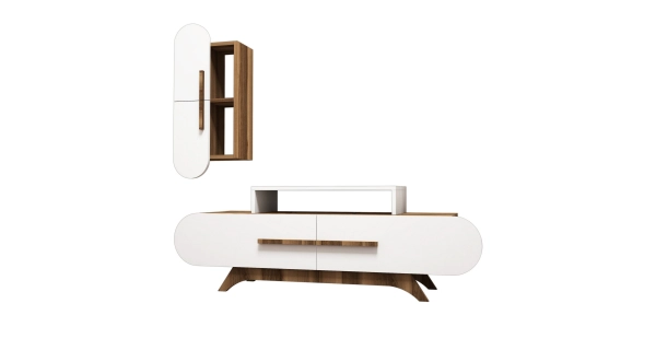 TV stolek CLOUD S, vlašský ořech/bílá