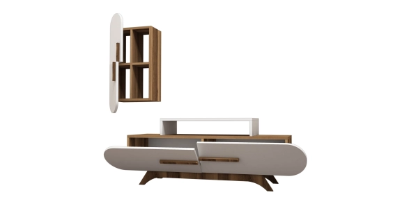 TV stolek CLOUD S, vlašský ořech/bílá