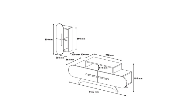 TV stolek CLOUD S, vlašský ořech/bílá