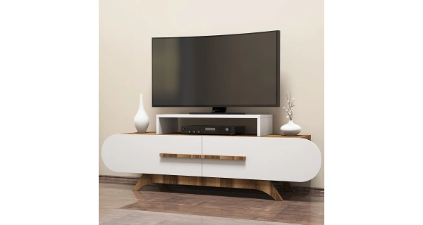 TV stolek CLOUD, vlašský ořech/bílá