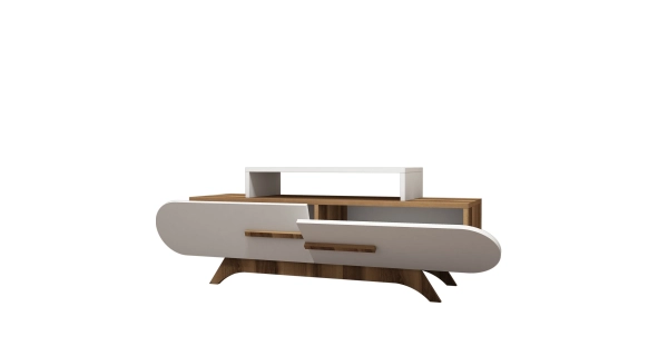 TV stolek CLOUD, vlašský ořech/bílá