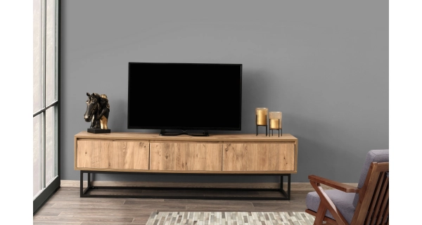 TV stolek DANKAN 180 cm, černá/borovice