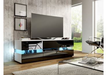 TV stolek DARDOK, bílá/černý lesk