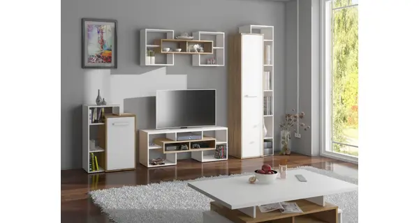 TV stolek DORINDA, dub burgundský/bílá