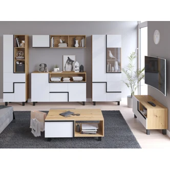 TV stolek DZENGAL 1D1S, dub artisan/bílá, 5 let záruka