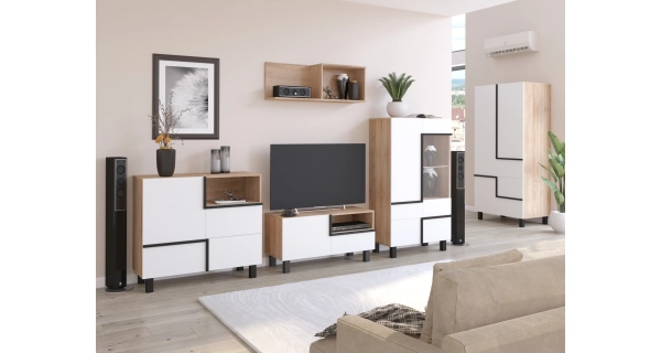 TV stolek DZENGAL 1D1S, dub sonoma/bílá, 5 let záruka