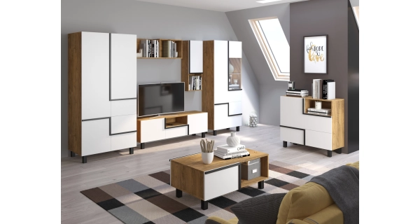 TV stolek DZENGAL 2D1S, dub burgundský/bílá, 5 let záruka