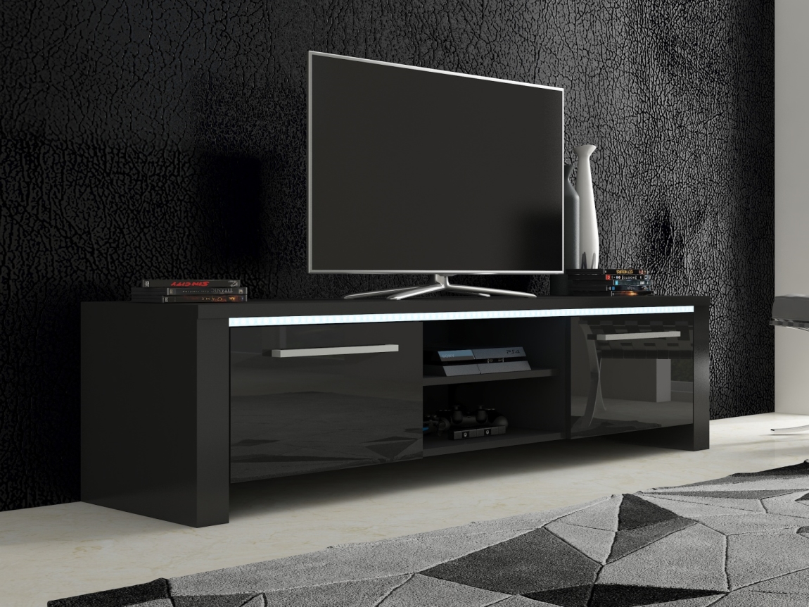 TV stolek ZARKENT 2, černá/černý lesk, 5 let záruka
