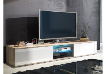 TV stolek KOLINA, dub sonoma/bílý lesk