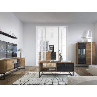 TV stolek TEMNOTA 153, dub ribbeck/černý kámen