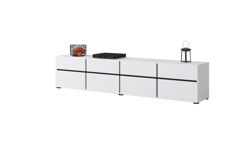 Televizní stolek BONIFACIO 4D4S, bílá/černá
