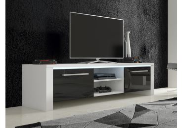 TV stolek ZARKENT 2, bílá/černý lesk, 5 let záruka
