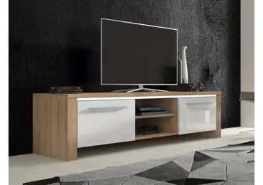 TV stolek ZARKENT 2, dub sonoma/bílý lesk