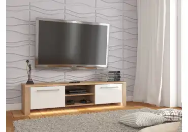 TV stolek ZARKENT 3, dub sonoma/bílý lesk