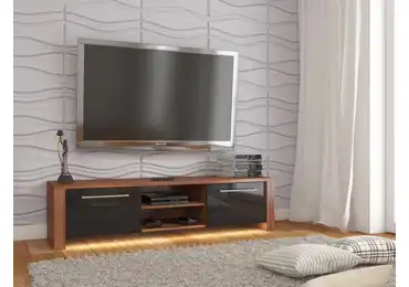 TV stolek ZARKENT 3, švestka wallis/černý lesk