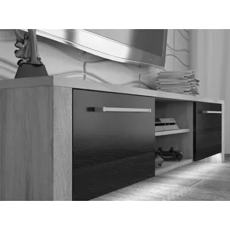 TV stolek ZARKENT 3, švestka wallis/černý lesk