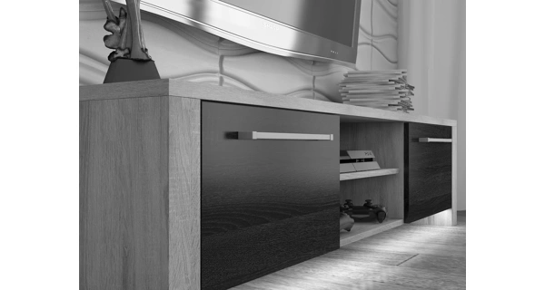 TV stolek ZARKENT 3, švestka wallis/černý lesk