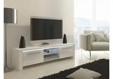 TV stolek ZARKENT, bílá/bílý lesk