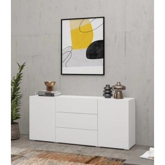 UDREN komoda 2D3S, bílá/dub wotan